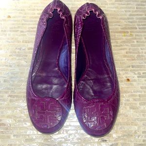 Tory Burch croc purple flats